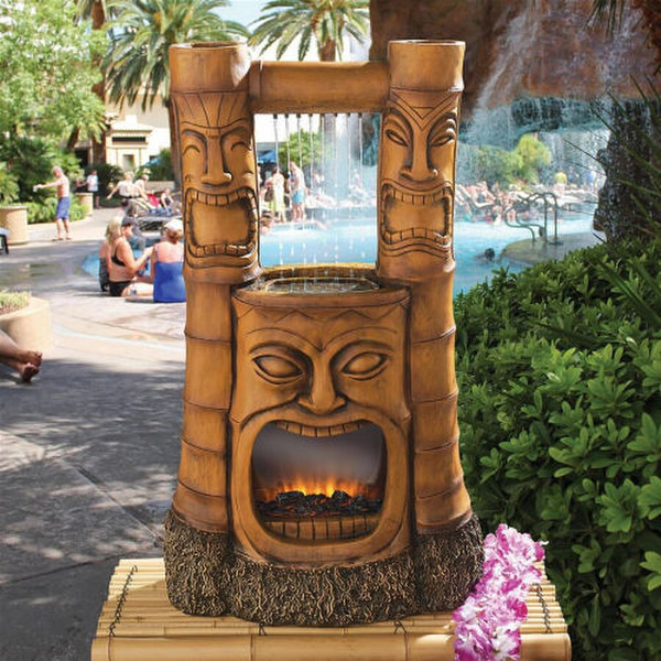 Party Art Tiki Gods of Fire and Water Fountain Statue Garden Decor